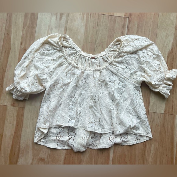 FREE PEOPLE Stacey Puff Sleeve Lace Top - Picture 9 of 12